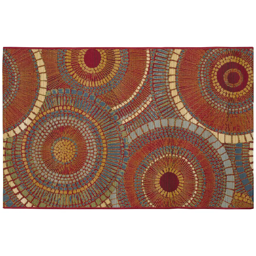 Liora Manne Marina Circles Indoor/Outdoor Area Rug Saffron 2'7