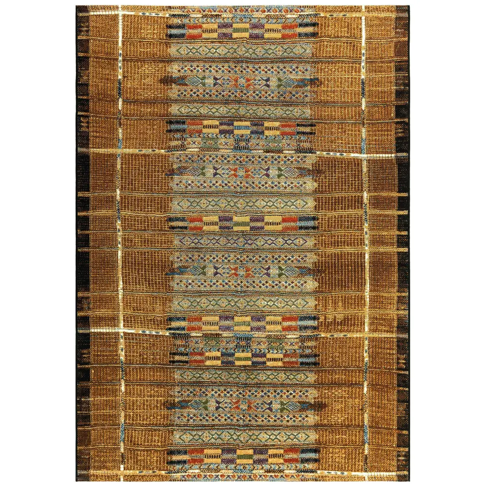 Liora Manne Marina Tribal Stripe Indoor/Outdoor Area Rug Gold 3'3