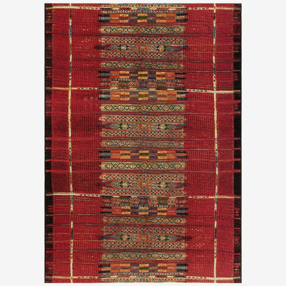 Liora Manne Marina Tribal Stripe Indoor/Outdoor Area Rug Red 7'10