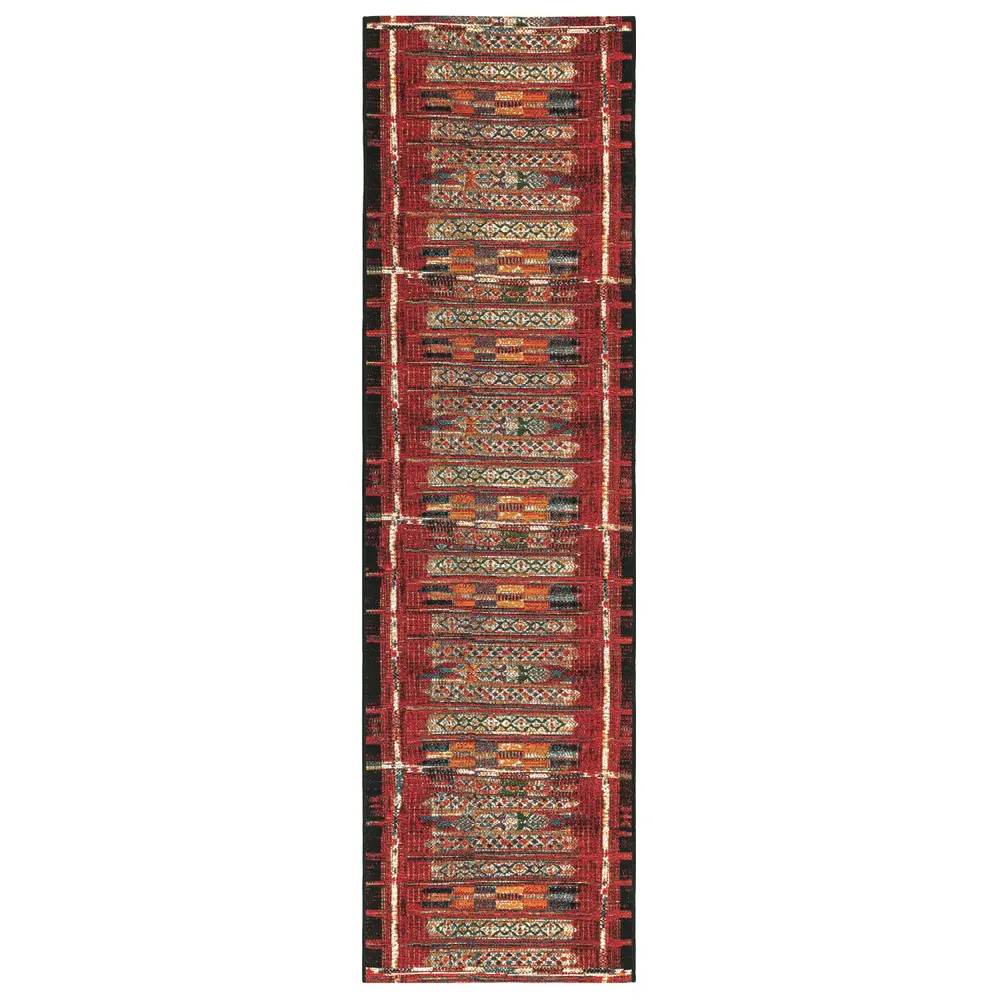 Liora Manne Marina Tribal Stripe Indoor/Outdoor Area Rug Red 1'11
