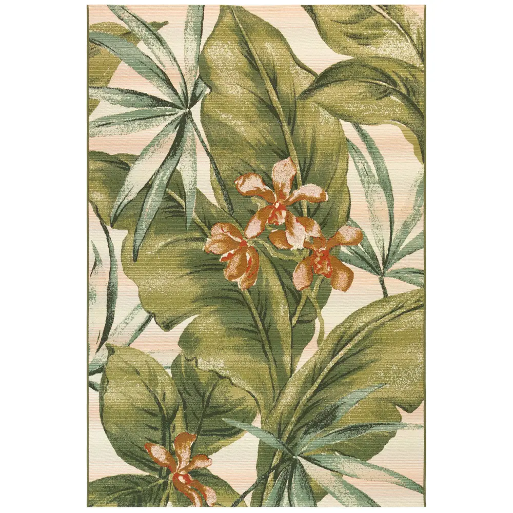 Liora Manne Marina Tropical Leaf Indoor/Outdoor Area Rug Cream 7'10