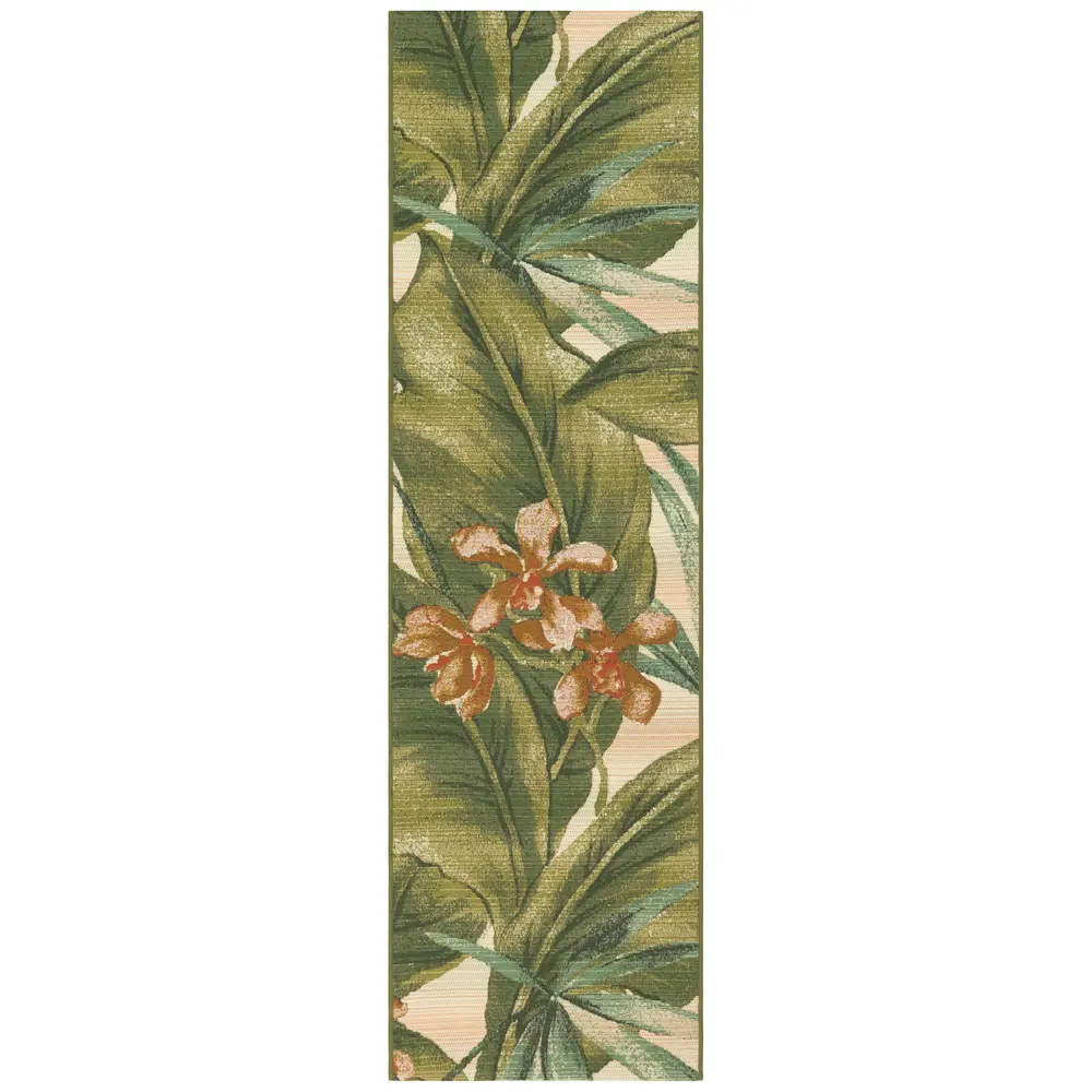 Liora Manne Marina Tropical Leaf Indoor/Outdoor Area Rug Cream 1'11
