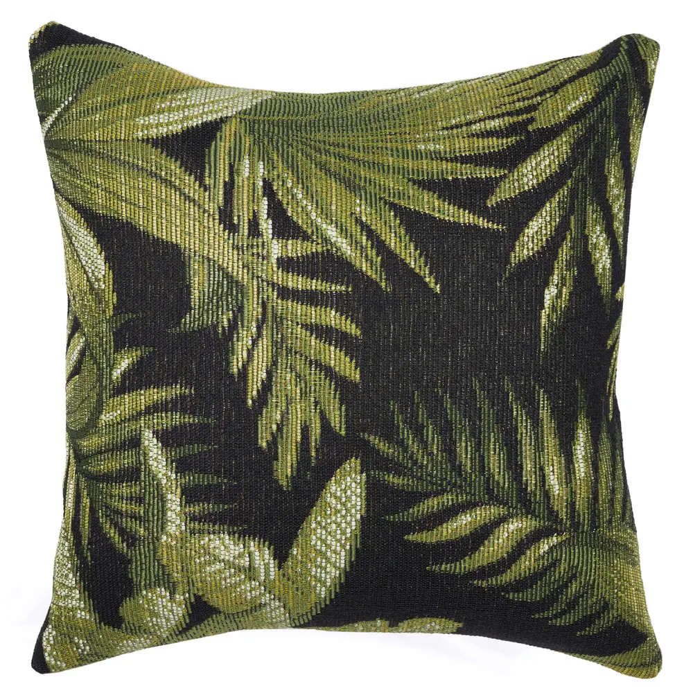 Liora Manne Marina Jungle Leaves Indoor/Outdoor Pillow Black 18