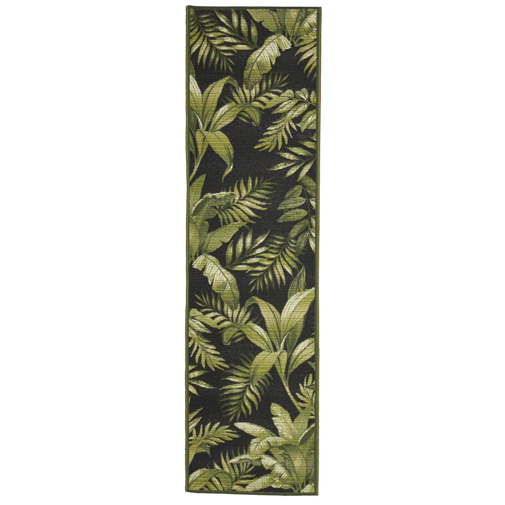 Liora Manne Marina Jungle Leaves Indoor/Outdoor Area Rug Black 1'11
