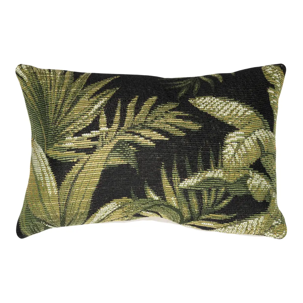 Liora Manne Marina Jungle Leaves Indoor/Outdoor Pillow Black 12