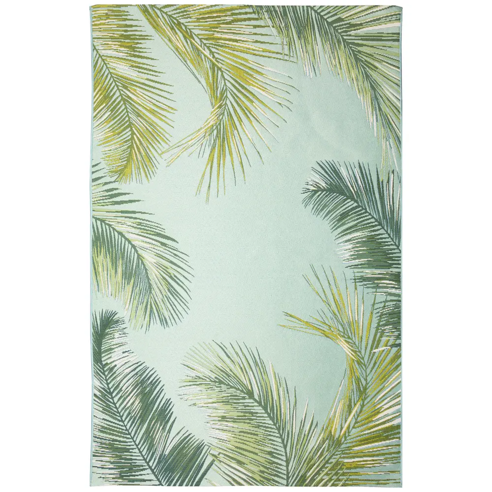 Liora Manne Marina Palm Border Indoor/Outdoor Area Rug Aqua 3'3