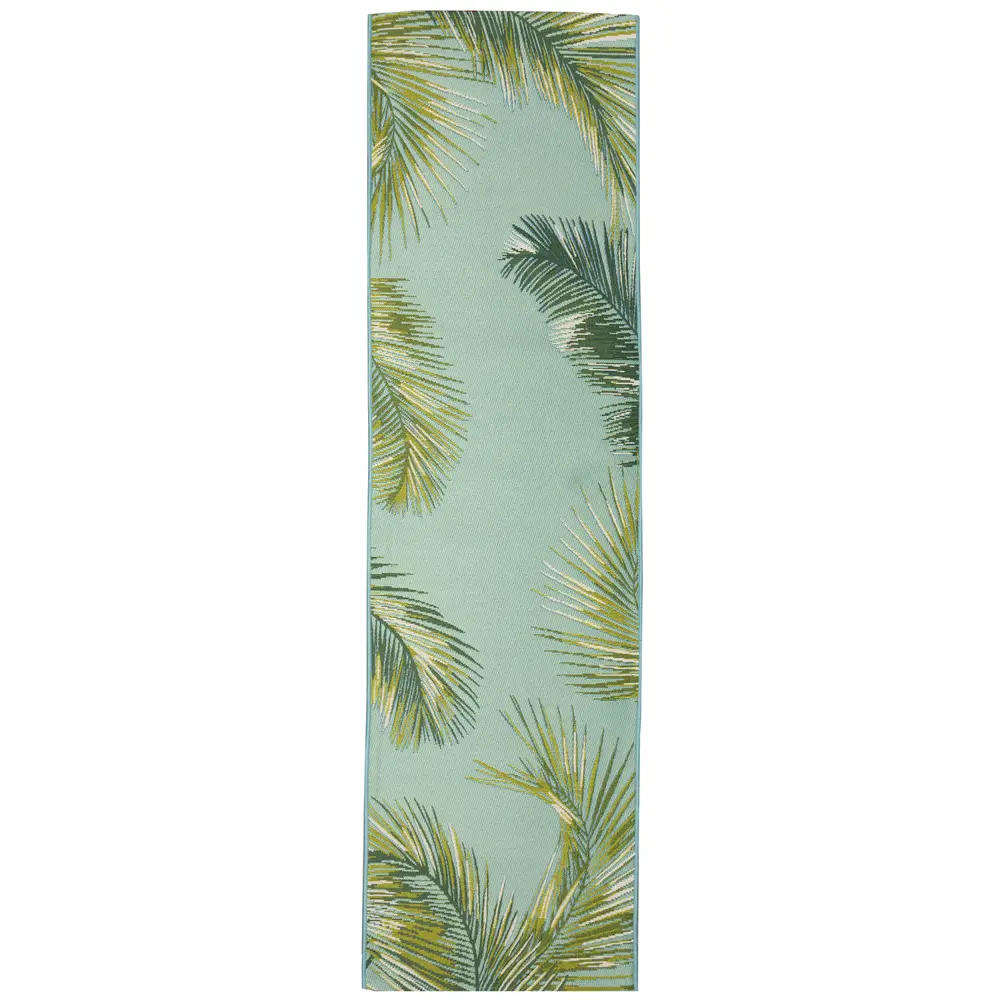 Liora Manne Marina Palm Border Indoor/Outdoor Area Rug Aqua 1'11