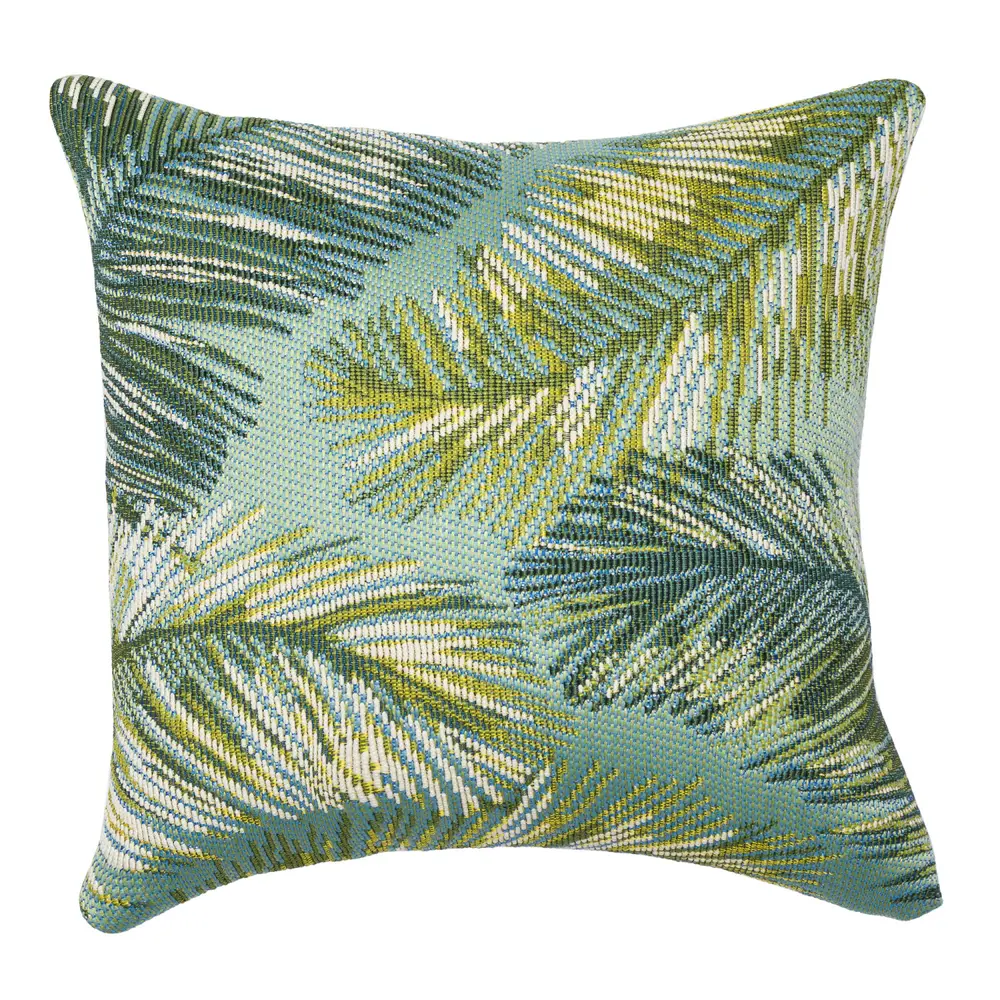Liora Manne Marina Palm Border Indoor/Outdoor Pillow Aqua 18