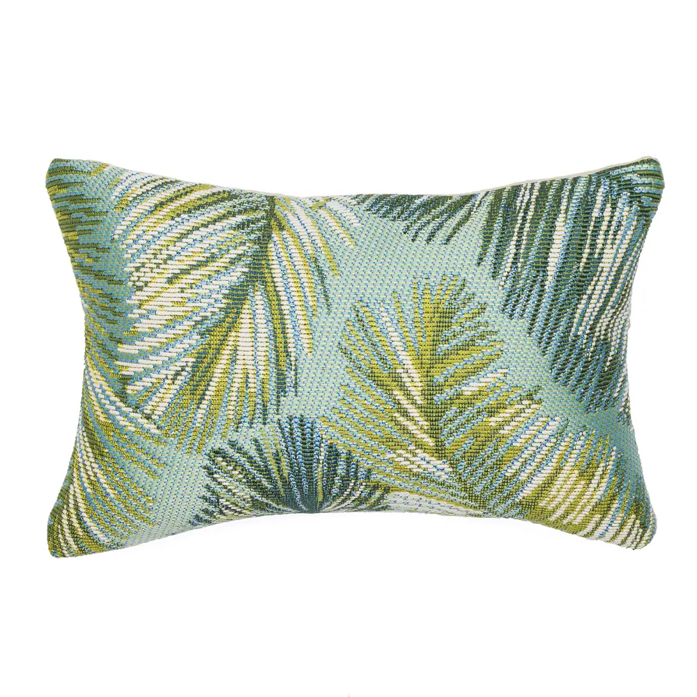 Liora Manne Marina Palm Border Indoor/Outdoor Pillow Aqua 12