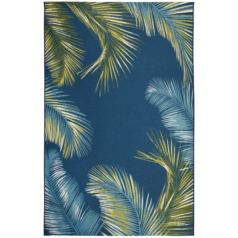 Liora Manne Marina Palm Border Indoor/Outdoor Area Rug Navy 6'6