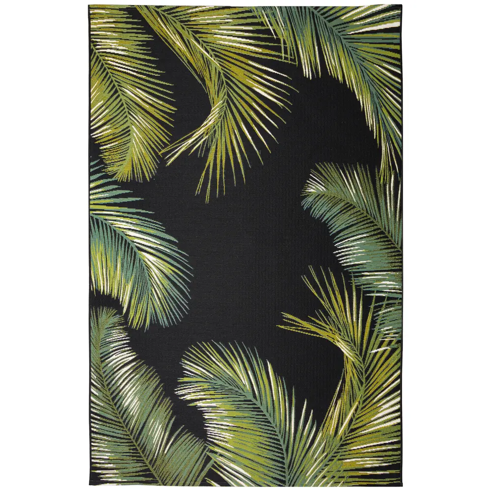Liora Manne Marina Palm Border Indoor/Outdoor Area Rug Black 6'6