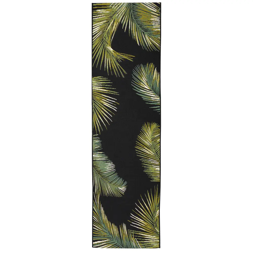 Liora Manne Marina Palm Border Indoor/Outdoor Area Rug Black 1'11