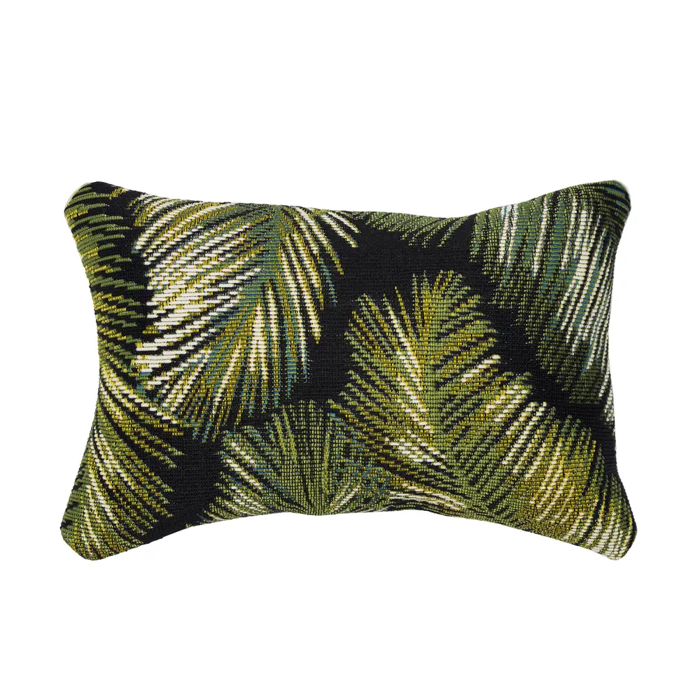 Liora Manne Marina Palm Border Indoor/Outdoor Pillow Black 12