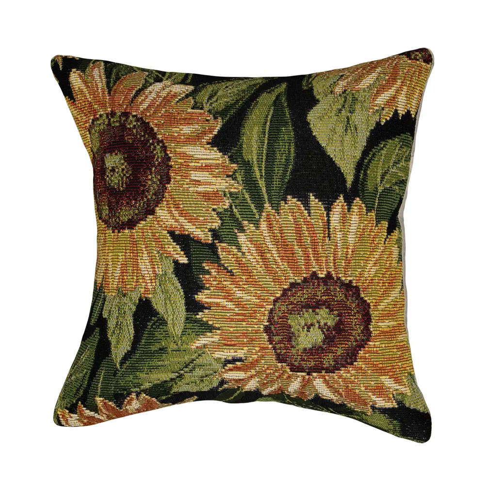 Liora Manne Marina Sunflowers Indoor/Outdoor Pillow Black 18