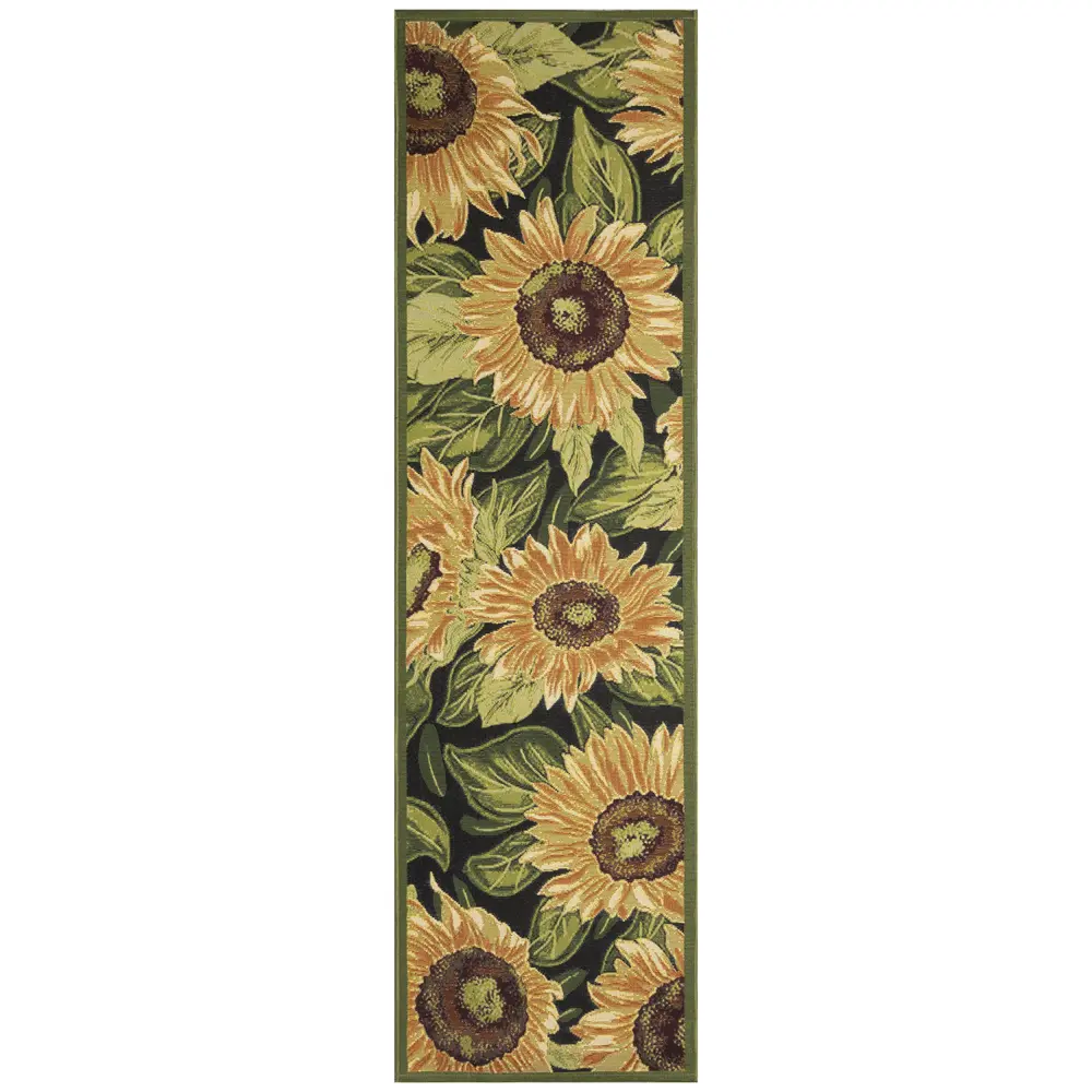 Liora Manne Marina Sunflowers Indoor/Outdoor Area Rug Black 1'11