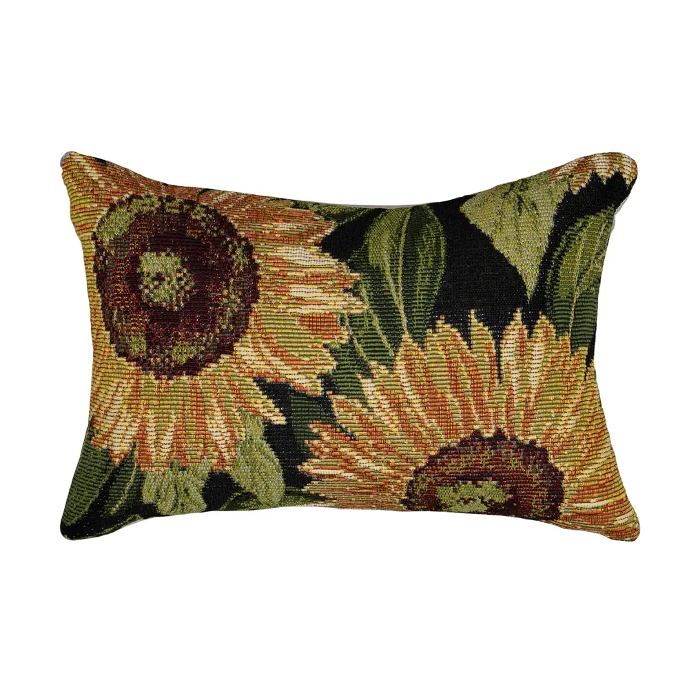 Liora Manne Marina Sunflowers Indoor/Outdoor Pillow Black 12