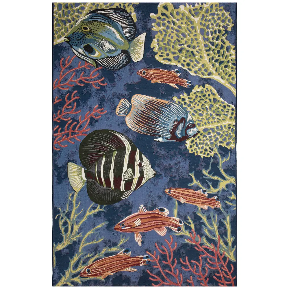 Liora Manne Marina Fish Indoor/Outdoor Area Rug Navy 3'3