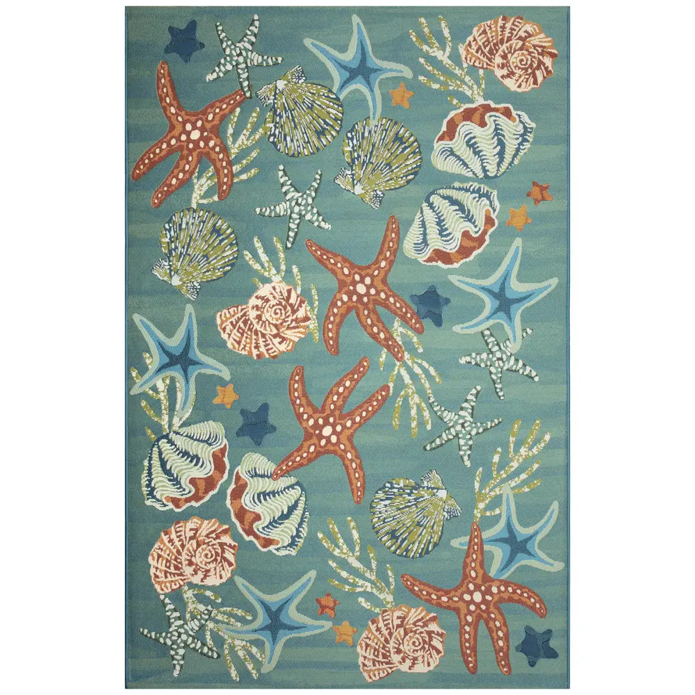 Liora Manne Marina Starfish Song Indoor/Outdoor Area Rug Aqua 4'10