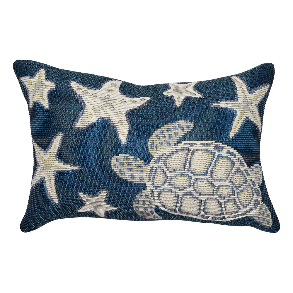Liora Manne Marina Turtle And Stars Indoor/Outdoor Pillow Navy 12