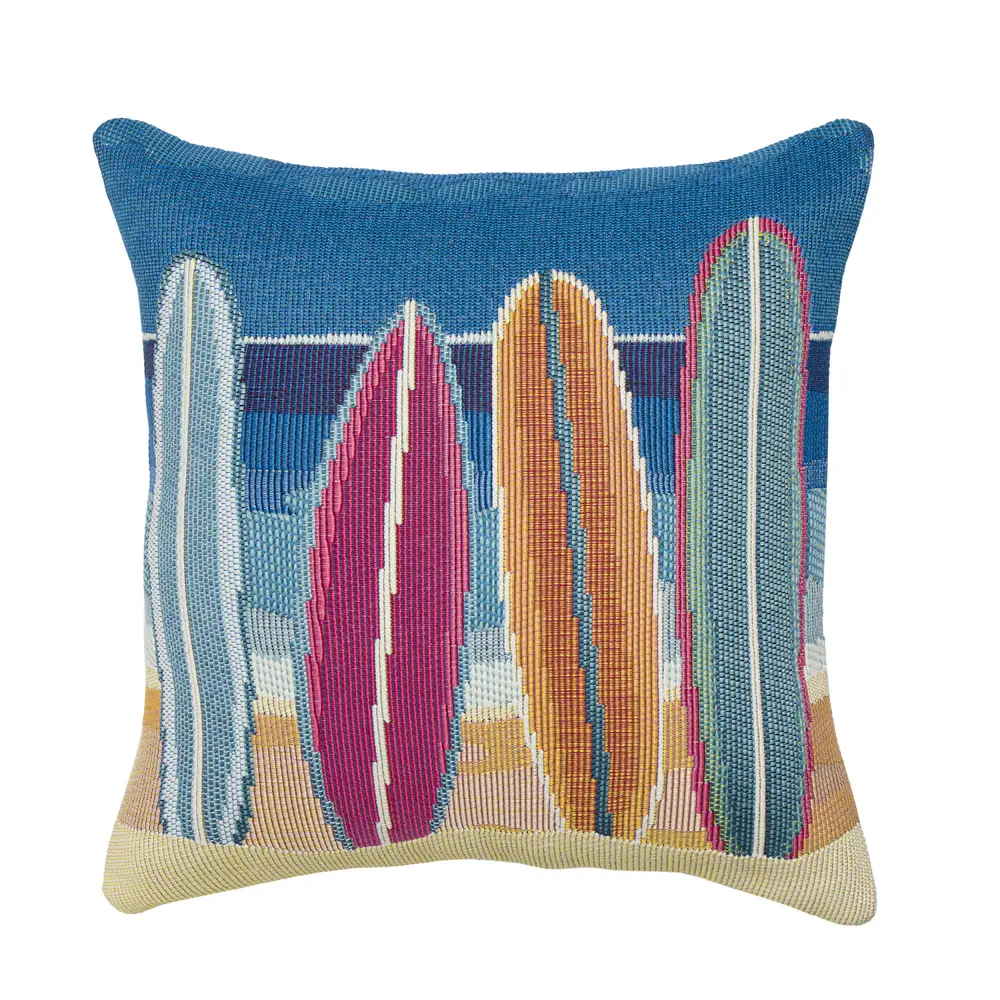 Liora Manne Marina Surf Break Indoor/Outdoor Pillow Blue 18