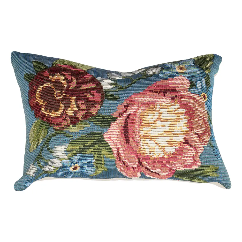Liora Manne Marina Secret Garden Indoor/Outdoor Pillow Aqua 12
