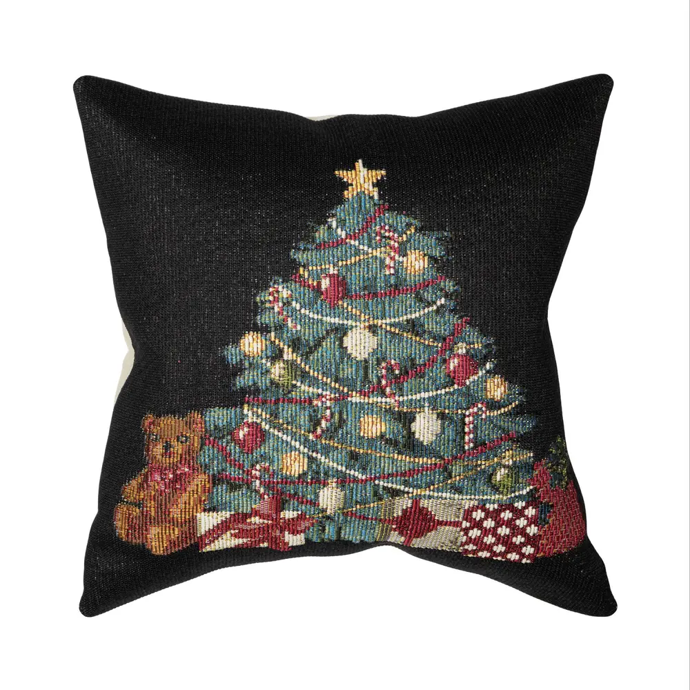Liora Manne Marina Oh Christmas Tree Indoor/Outdoor Pillow Black 18