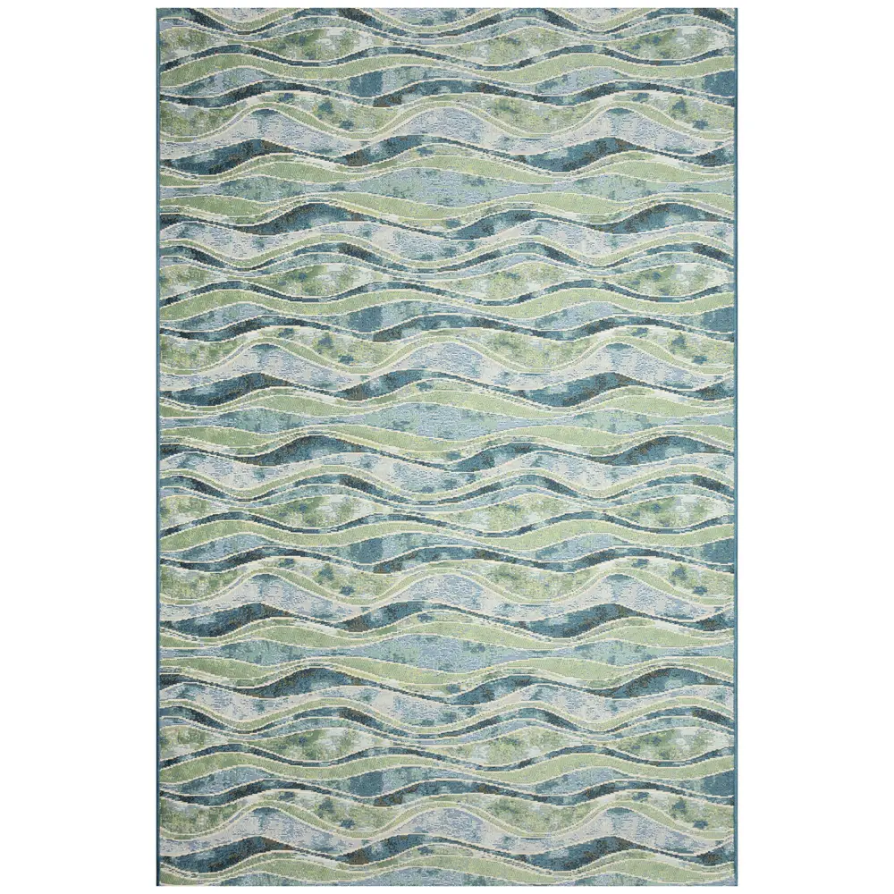 Liora Manne Marina Wave Indoor/Outdoor Area Rug Ocean 4'10