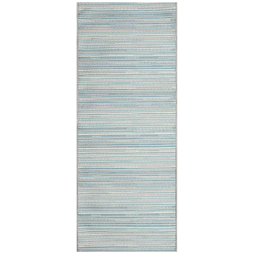 Liora Manne Miranda Tweed Stripe Indoor/Outdoor Area Rug Aqua 1'11
