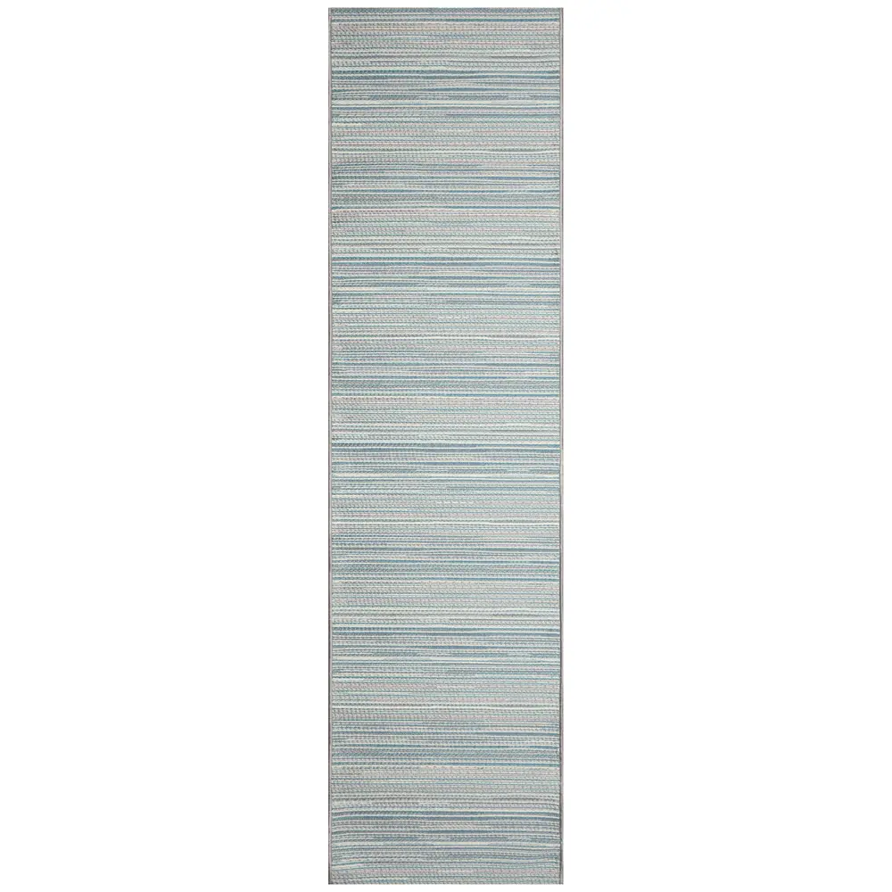 Liora Manne Miranda Tweed Stripe Indoor/Outdoor Area Rug Aqua 1'11