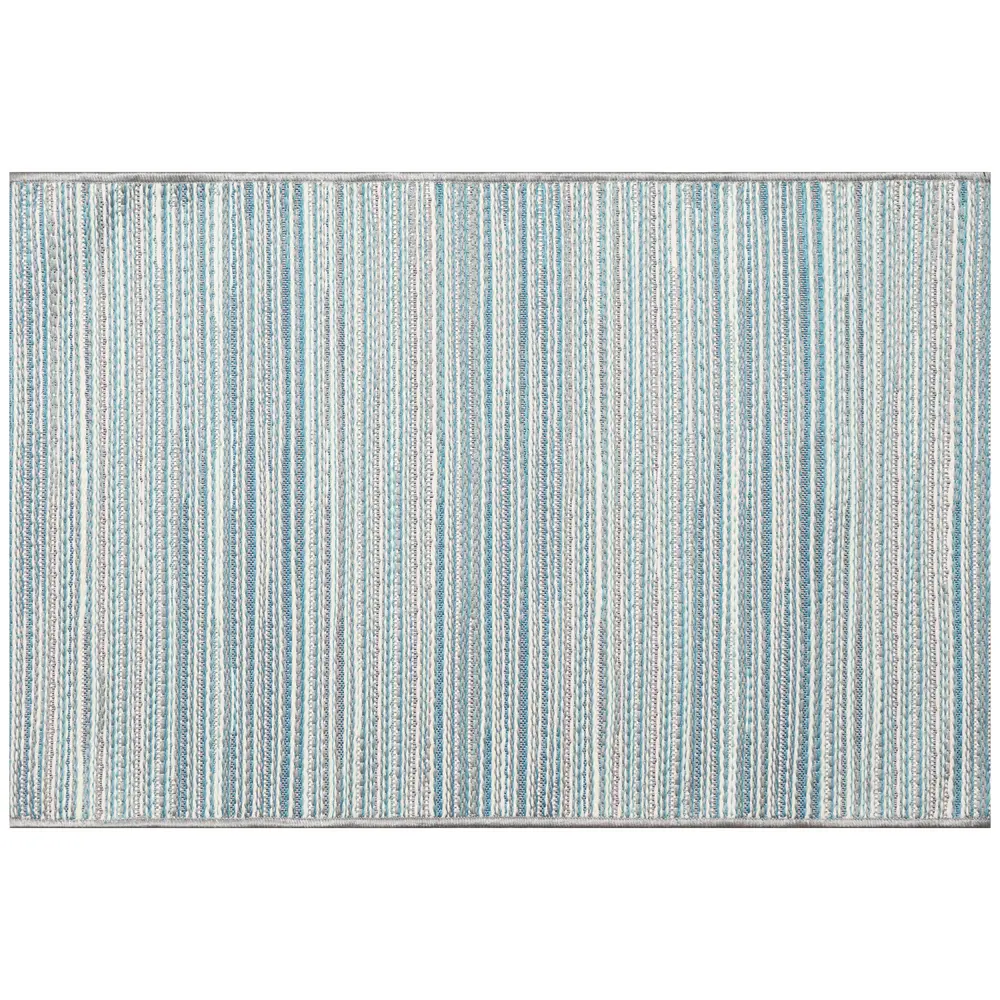 Liora Manne Miranda Tweed Stripe Indoor/Outdoor Area Rug Aqua 2'5
