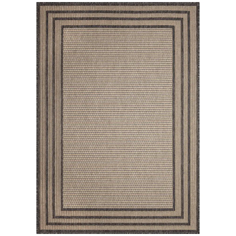 Liora Manne Monaco Striped Border Indoor/Outdoor Area Rug Taupe 7'10