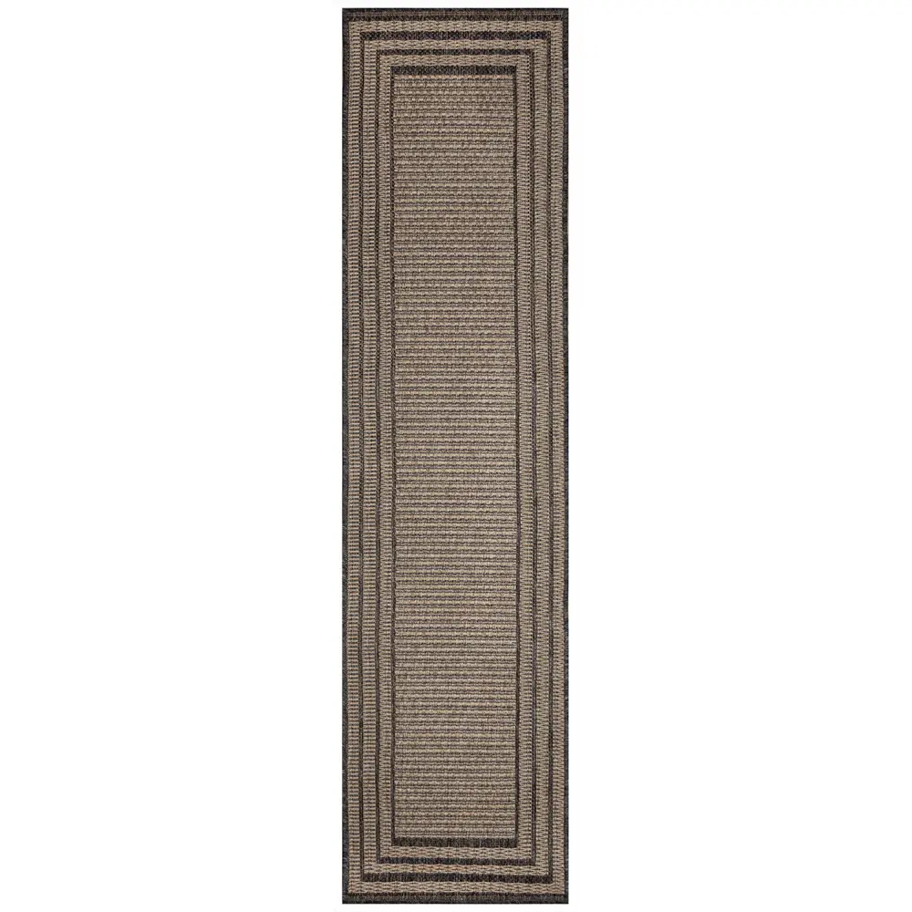 Liora Manne Monaco Striped Border Indoor/Outdoor Area Rug Taupe 1'11