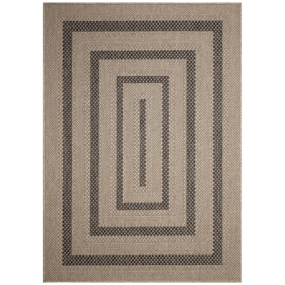 Liora Manne Monaco Multi Border Indoor/Outdoor Area Rug Taupe 7'10