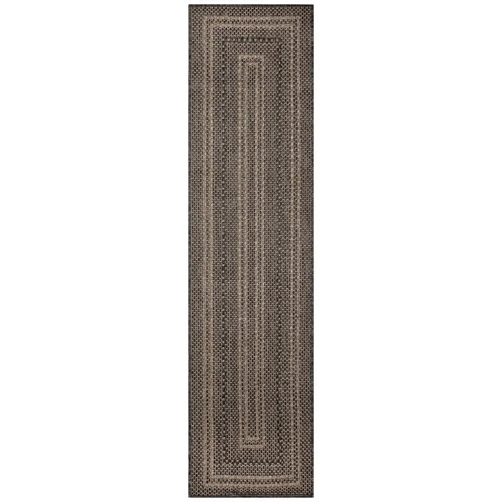 Liora Manne Monaco Multi Border Indoor/Outdoor Area Rug Black 1'11