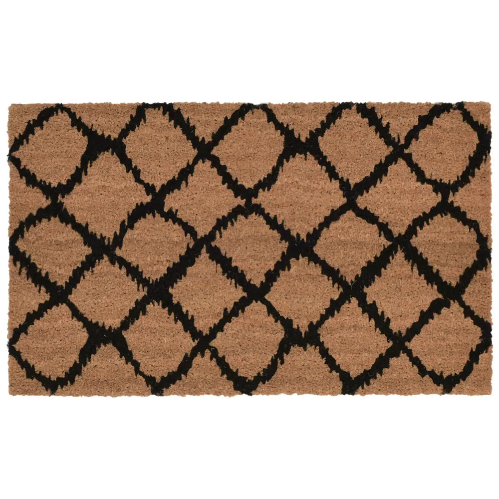 Liora Manne Natura Ikat Lattice Outdoor Mat Black 2' x 3'