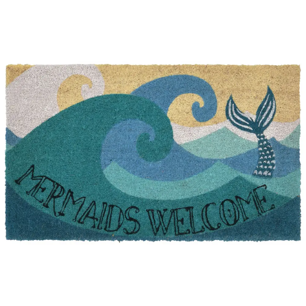Liora Manne Natura Mermaids Welcome Outdoor Mat Ocean 2' x 3'