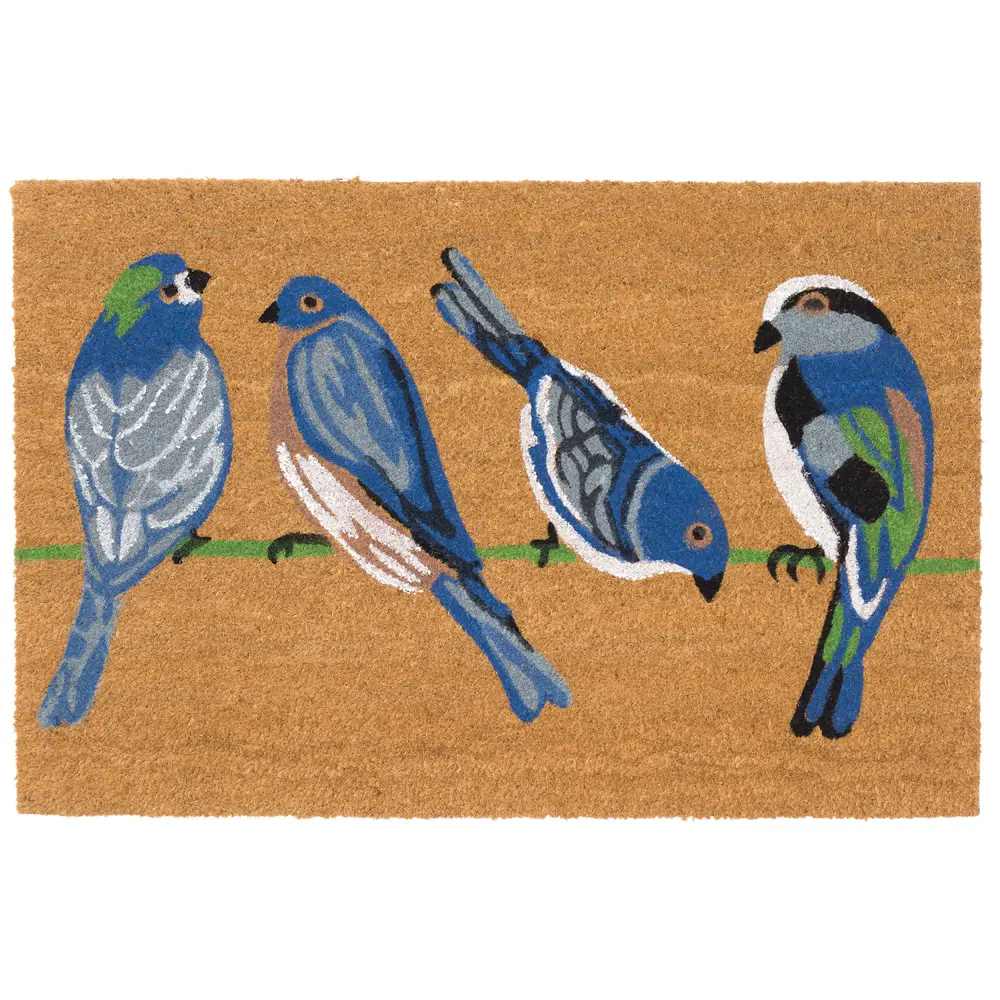 Liora Manne Natura Blue Birds Outdoor Mat Natural 1'6