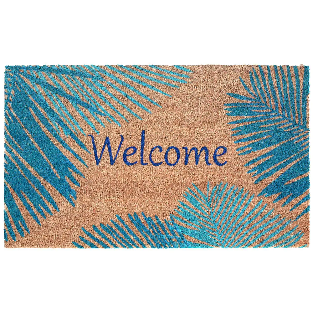 Liora Manne Natura Palm Border Outdoor Mat Blue 1'6