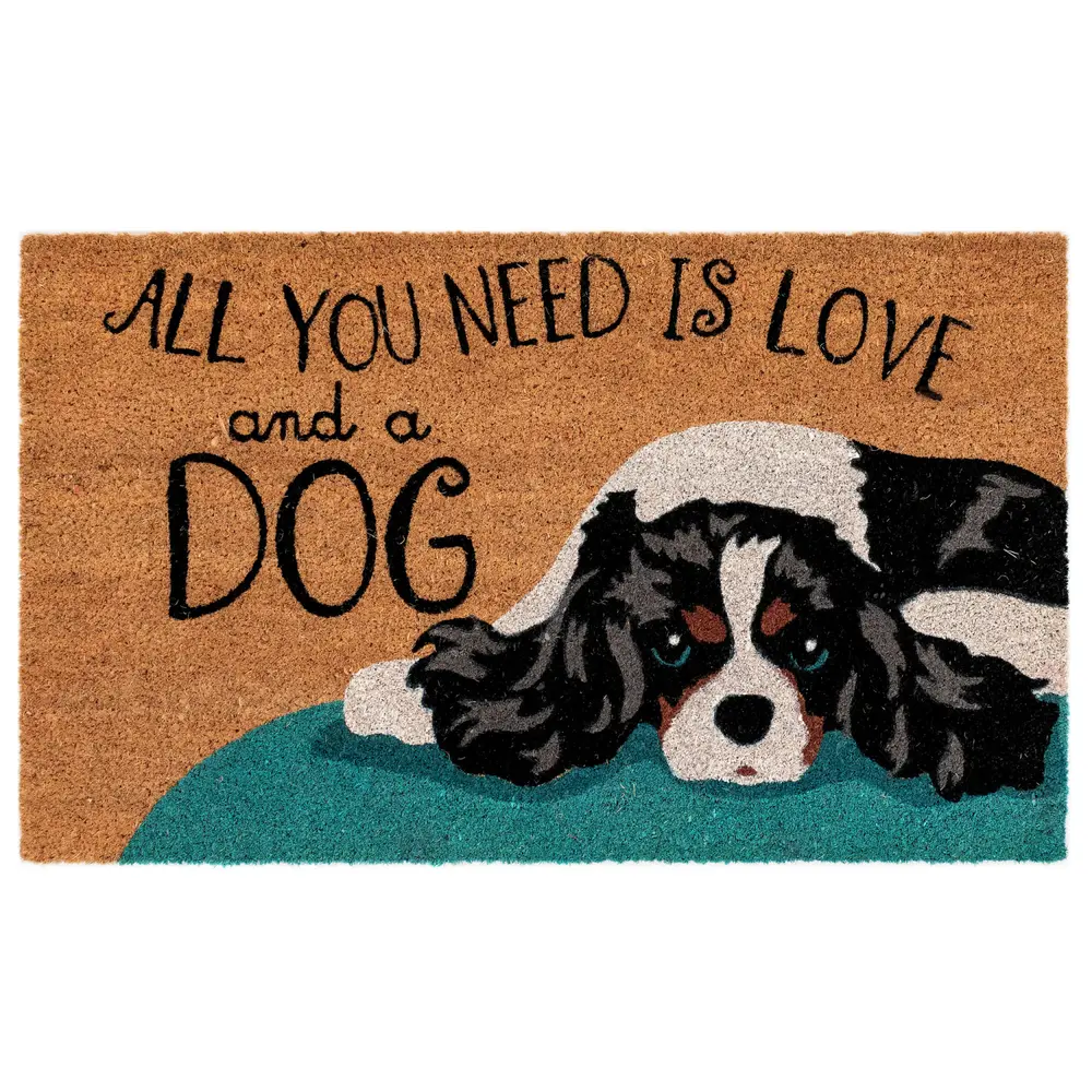 Liora Manne Natura Love And A Dog Outdoor Mat Natural 2' x 3'