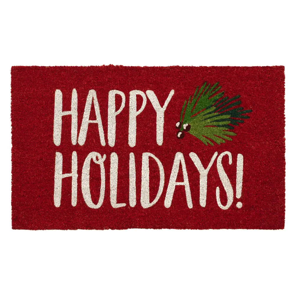 Liora Manne Natura Happy Holidays Holly Outdoor Mat Red 1'6