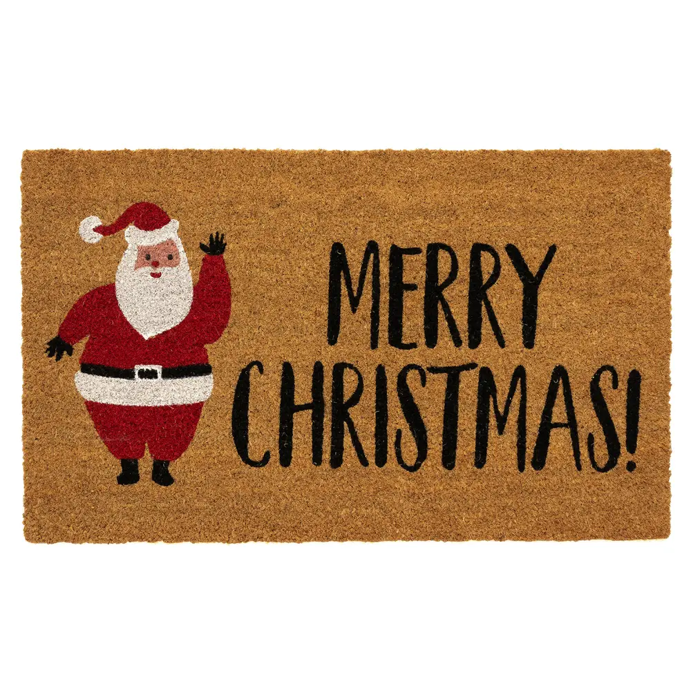 Liora Manne Natura Merry Christmas Santa Outdoor Mat Natural 1'6