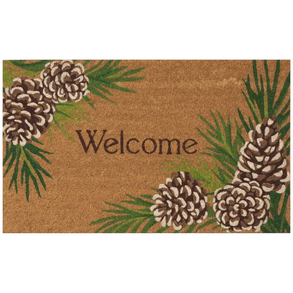 Liora Manne Natura Pinecone Border Outdoor Mat Natural 2' x 3'