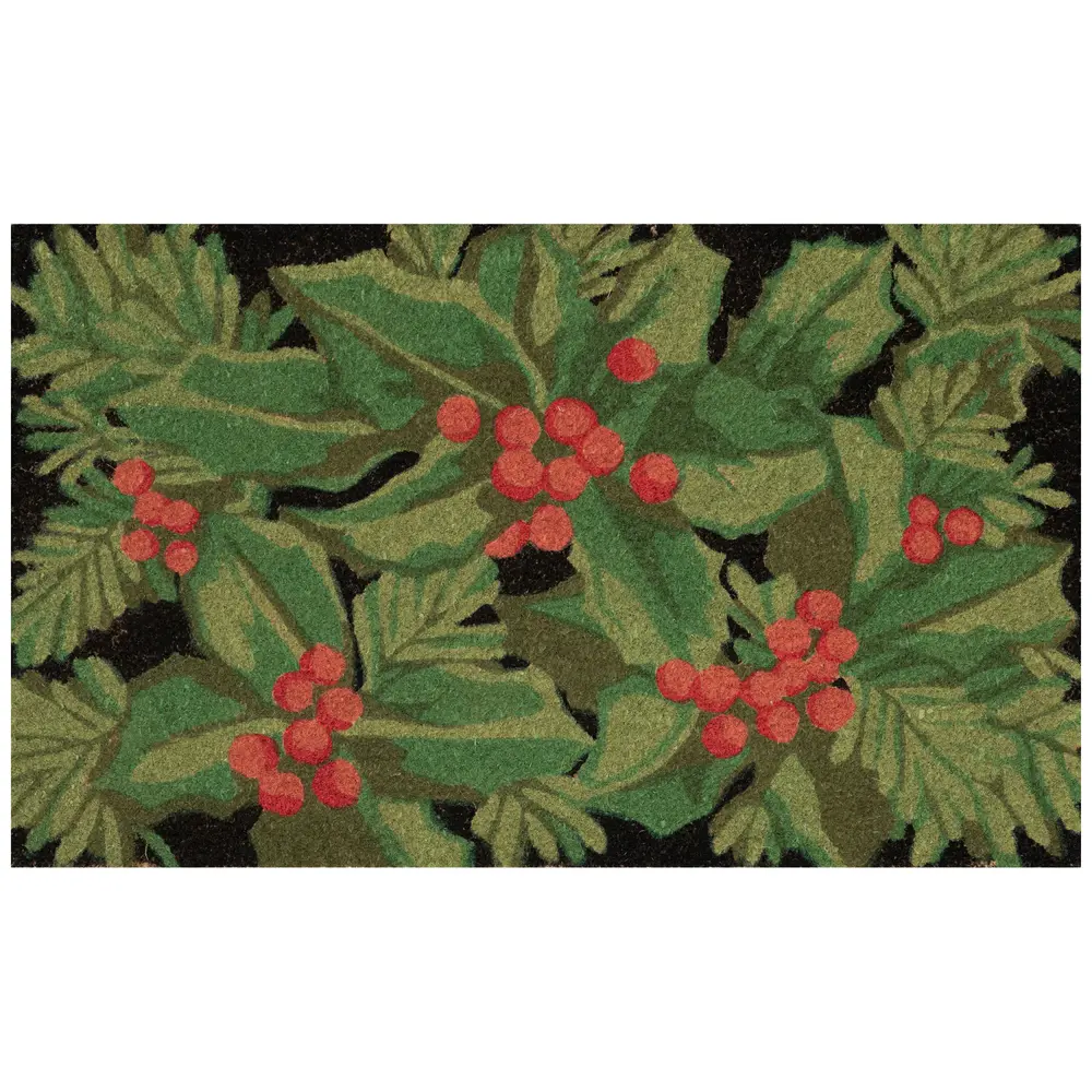 Liora Manne Natura Hollyberries Outdoor Mat Black 1'6