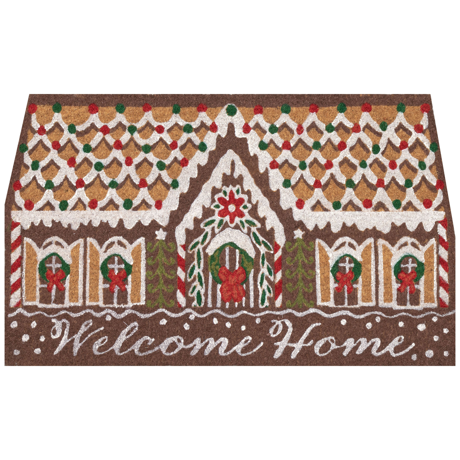 Liora Manne Natura Gingerbread House Welcome Outdoor Mat Chocolate 1'6
