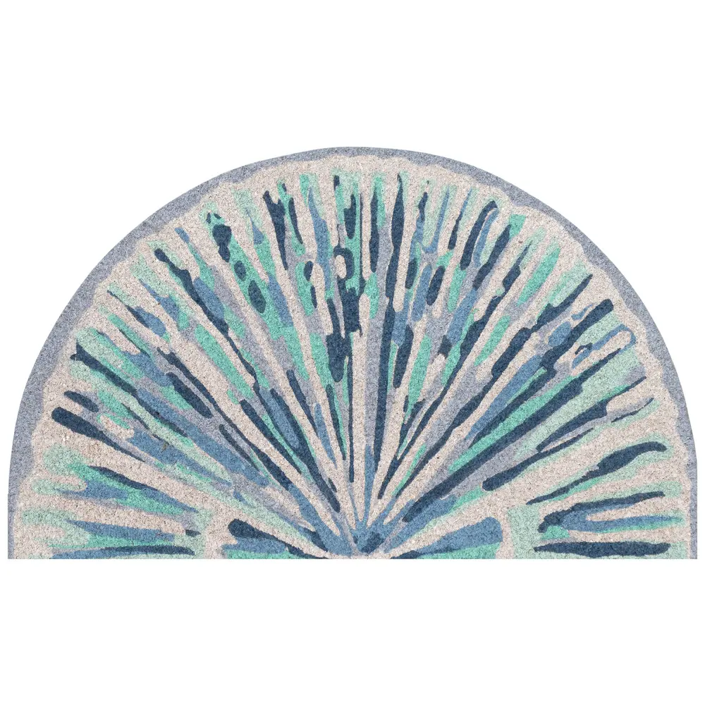 Liora Manne Natura Scallop Outdoor Mat Aqua 1'6