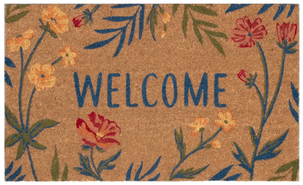 Liora Manne Natura Floral Welcome Outdoor Mat Natural 2' x 3'