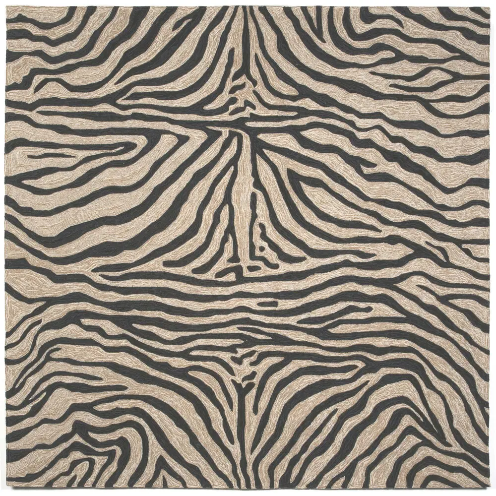 Liora Manne Ravella Zebra Indoor/Outdoor Area Rug Black 8' Square