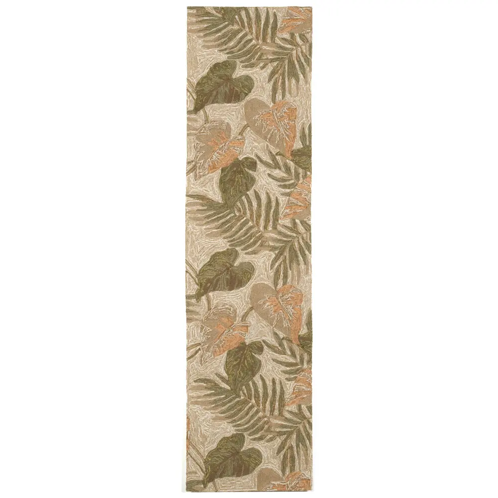Liora Manne Ravella Tropical Leaf Indoor/Outdoor Area Rug Neutral 2' x 8'