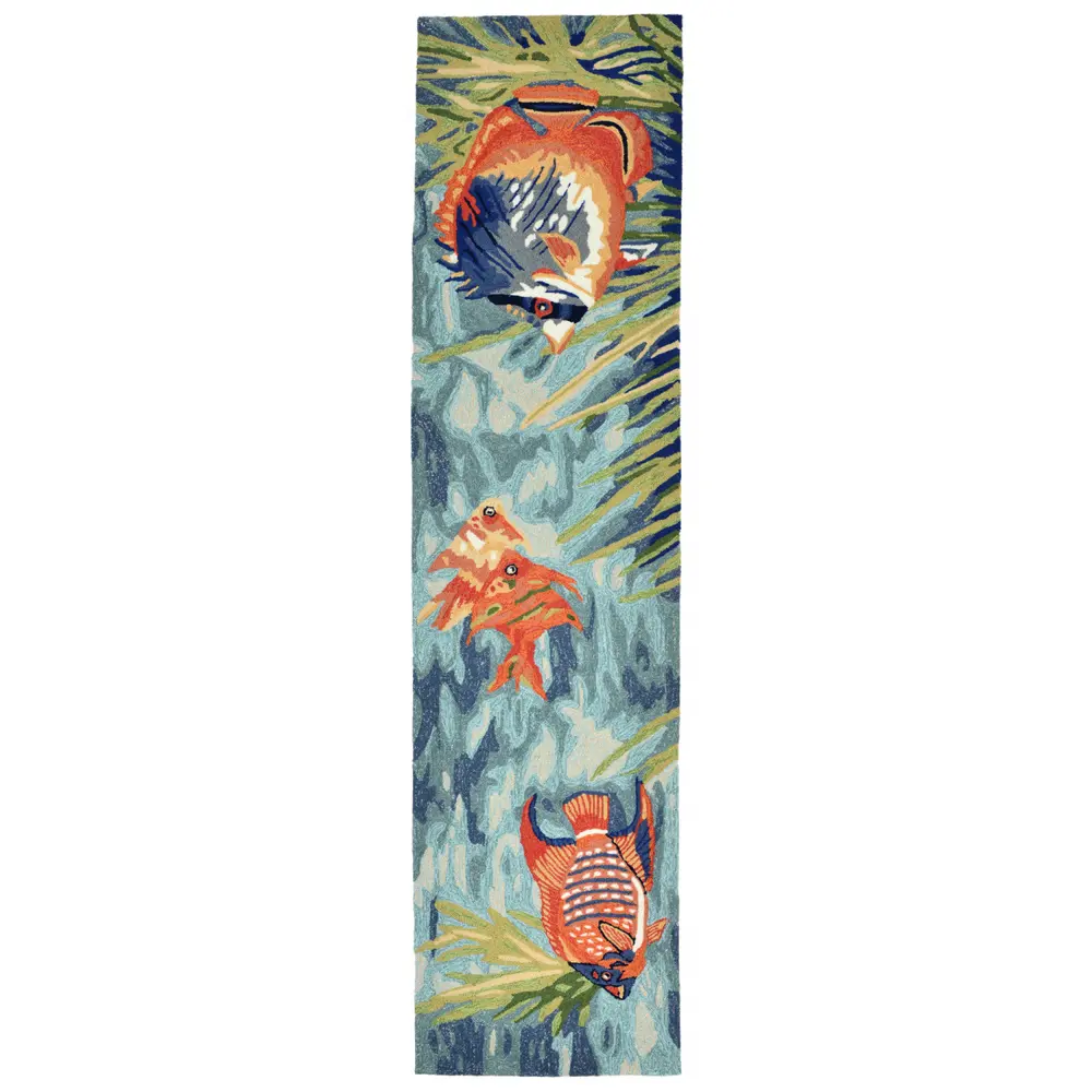 Liora Manne Ravella Tropical Fish Indoor/Outdoor Area Rug Ocean 2' x 8'