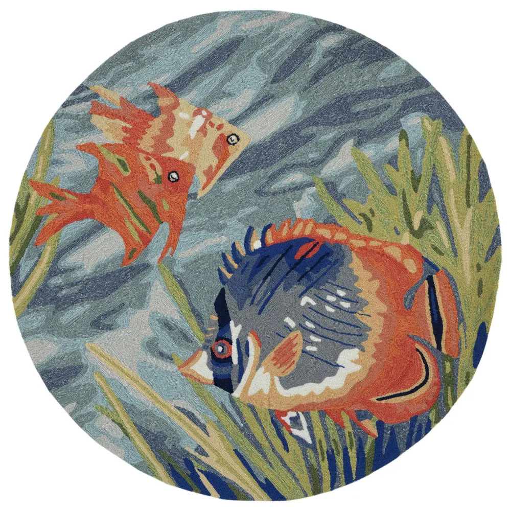Liora Manne Ravella Tropical Fish Indoor/Outdoor Area Rug Ocean 5' Round
